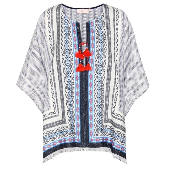 Tory Burch Tops - TORY BURCH Blaire Embroidered Poncho Tunic size L